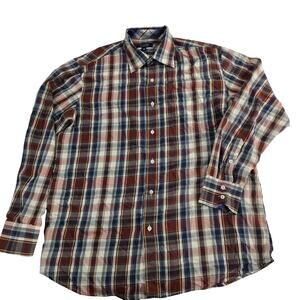 Bogari‎ long sleeve button down shirt M plaid Italy 6889 fall